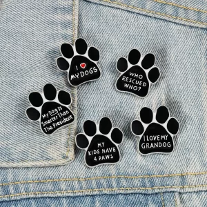 I LOVE MY DOGS Paw Brooch Rescued Puppy Pet Cartoon Animal Enamel Pins BackPack Jackets Metal Lapel Pin Cute Badge Jewelry Gift